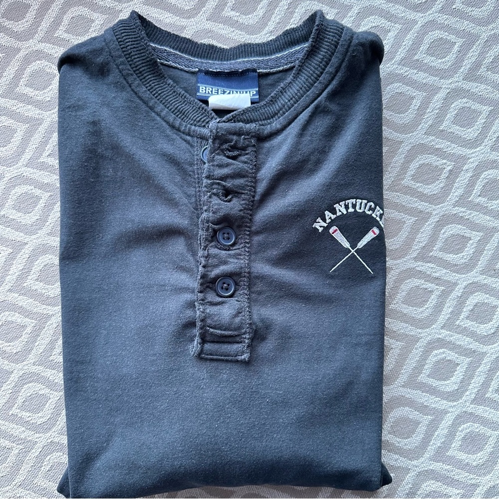 Nantucket Embroidered Charcoal Black Shirt Sz XS